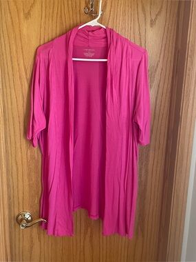 Lane Bryant Fuchsia Open Front Cardigan, short sleeves, size 18/20